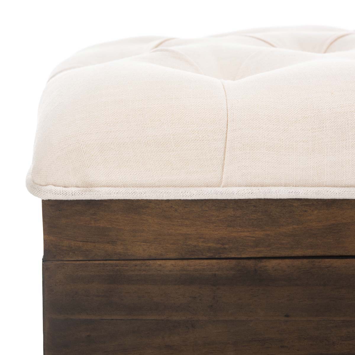 Safavieh Liam Tufted Cocktail Ottoman , OTT6400 - Light Beige / Dark Oak