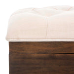 Safavieh Liam Tufted Cocktail Ottoman , OTT6400 - Light Beige / Dark Oak