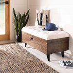 Safavieh Liam Tufted Cocktail Ottoman , OTT6400 - Light Beige / Dark Oak