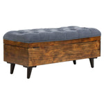 Safavieh Liam Tufted Cocktail Ottoman , OTT6400 - Navy / Dark Oak