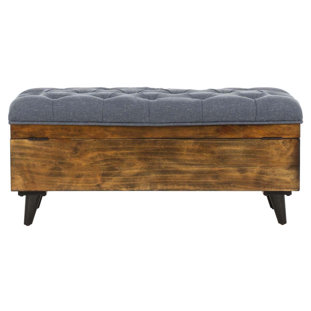 Safavieh Liam Tufted Cocktail Ottoman , OTT6400 - Navy / Dark Oak