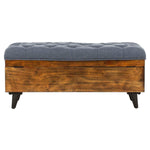 Safavieh Liam Tufted Cocktail Ottoman , OTT6400 - Navy / Dark Oak