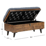 Safavieh Liam Tufted Cocktail Ottoman , OTT6400 - Navy / Dark Oak