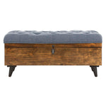 Safavieh Liam Tufted Cocktail Ottoman , OTT6400 - Navy / Dark Oak