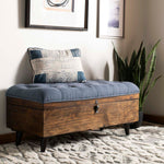 Safavieh Liam Tufted Cocktail Ottoman , OTT6400 - Navy / Dark Oak