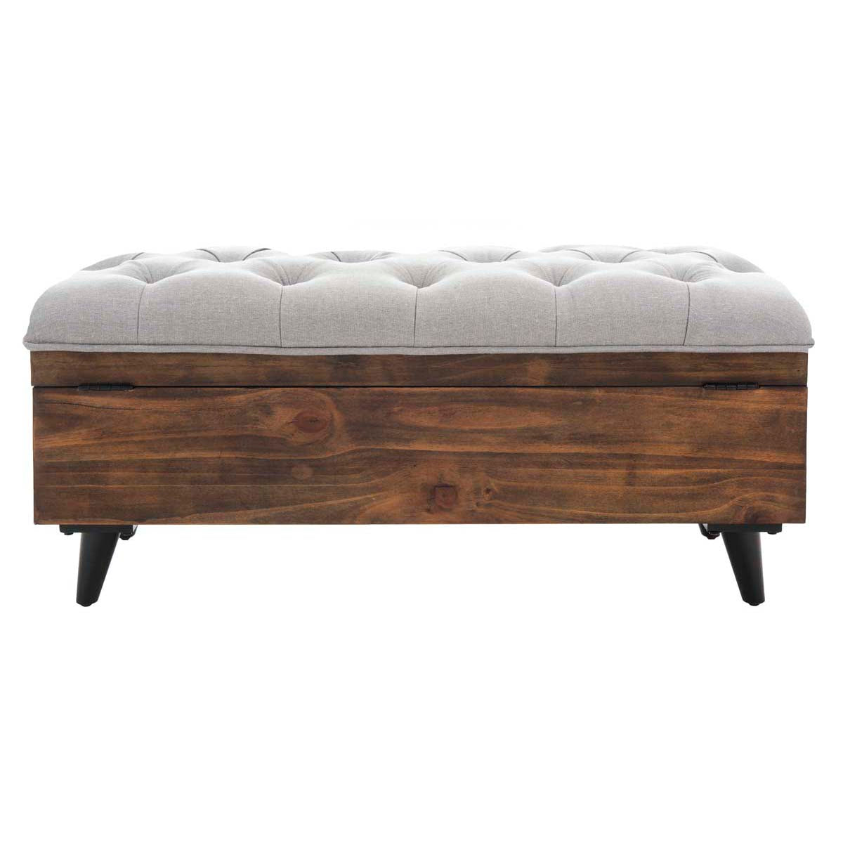 Safavieh Liam Tufted Cocktail Ottoman , OTT6400 - Grey / Dark Oak