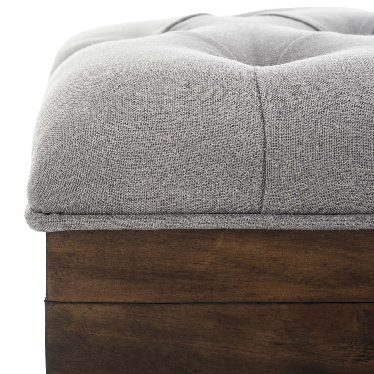 Safavieh Liam Tufted Cocktail Ottoman , OTT6400 - Grey / Dark Oak
