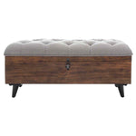Safavieh Liam Tufted Cocktail Ottoman , OTT6400 - Grey / Dark Oak