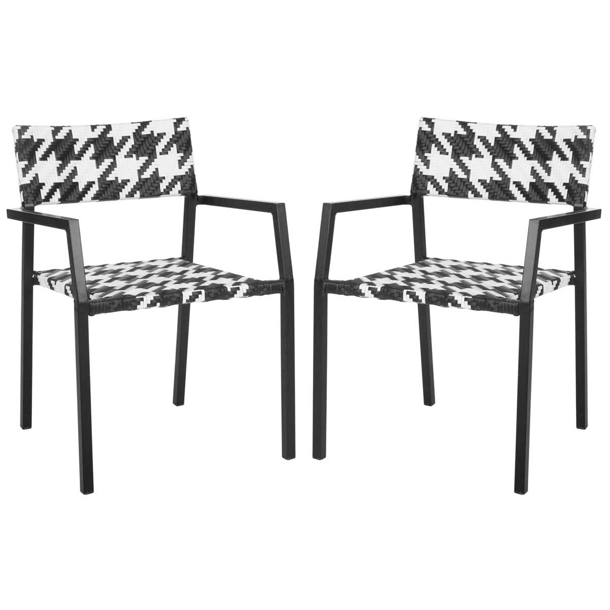 Safavieh Halden Arm Chair , PAT4001 - White/Black (Set of 2)