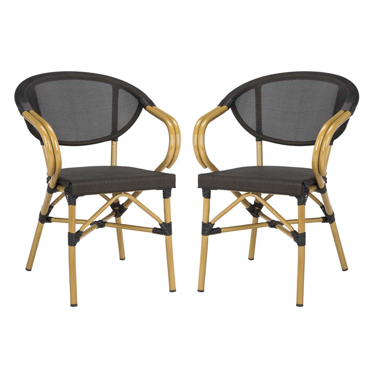 Safavieh Burke  Arm Chair , PAT4015 - Black (Set of 2)