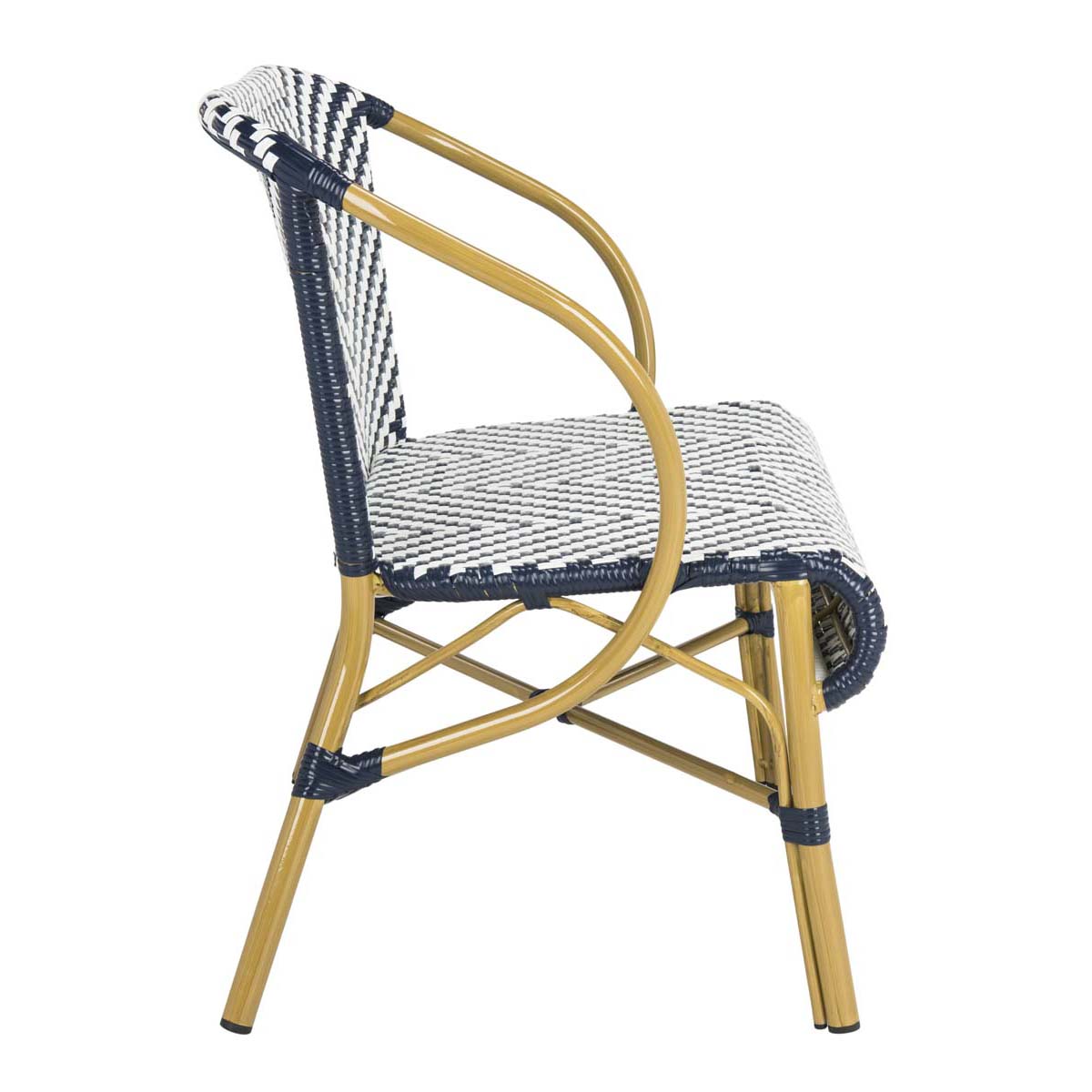 Safavieh Dandra Herringbone Rattan Settee , PAT4016 - Navy/White