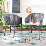 Safavieh Matteo  Stackable Rope Chair , PAT4022 - Grey/Grey Cushion (Set of 2)