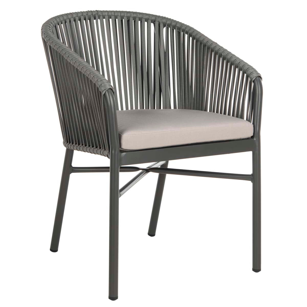 Safavieh Matteo  Stackable Rope Chair , PAT4022 - Grey/Grey Cushion (Set of 2)