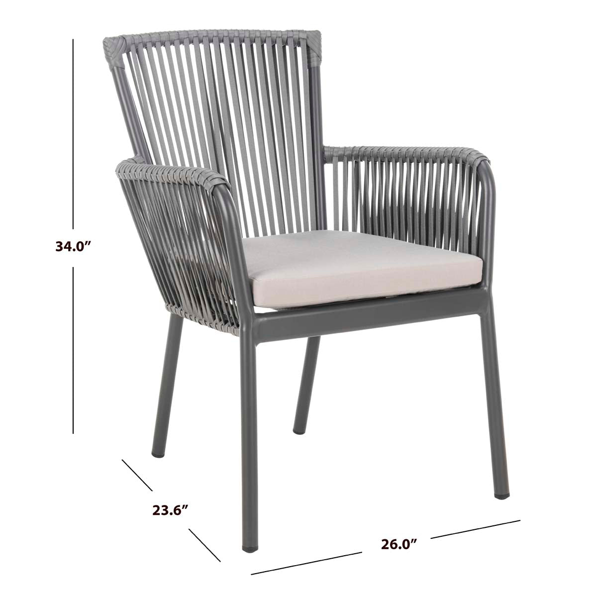 Safavieh Paolo Stackable Rope Chair , PAT4024 - Grey/Grey Cushion (Set of 2)