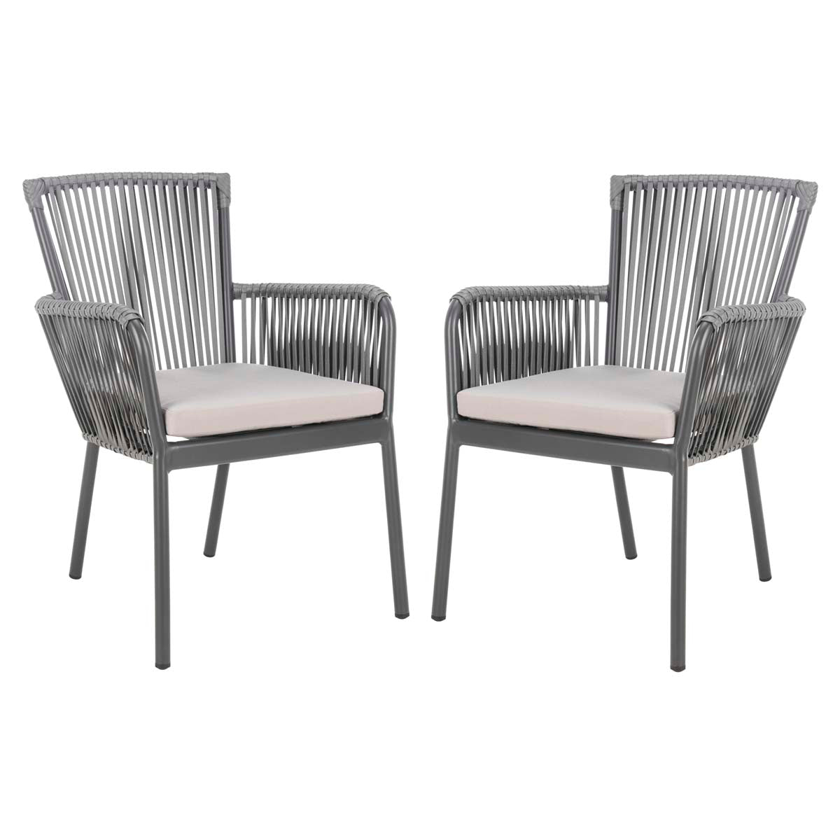 Safavieh Paolo Stackable Rope Chair , PAT4024 - Grey/Grey Cushion (Set of 2)