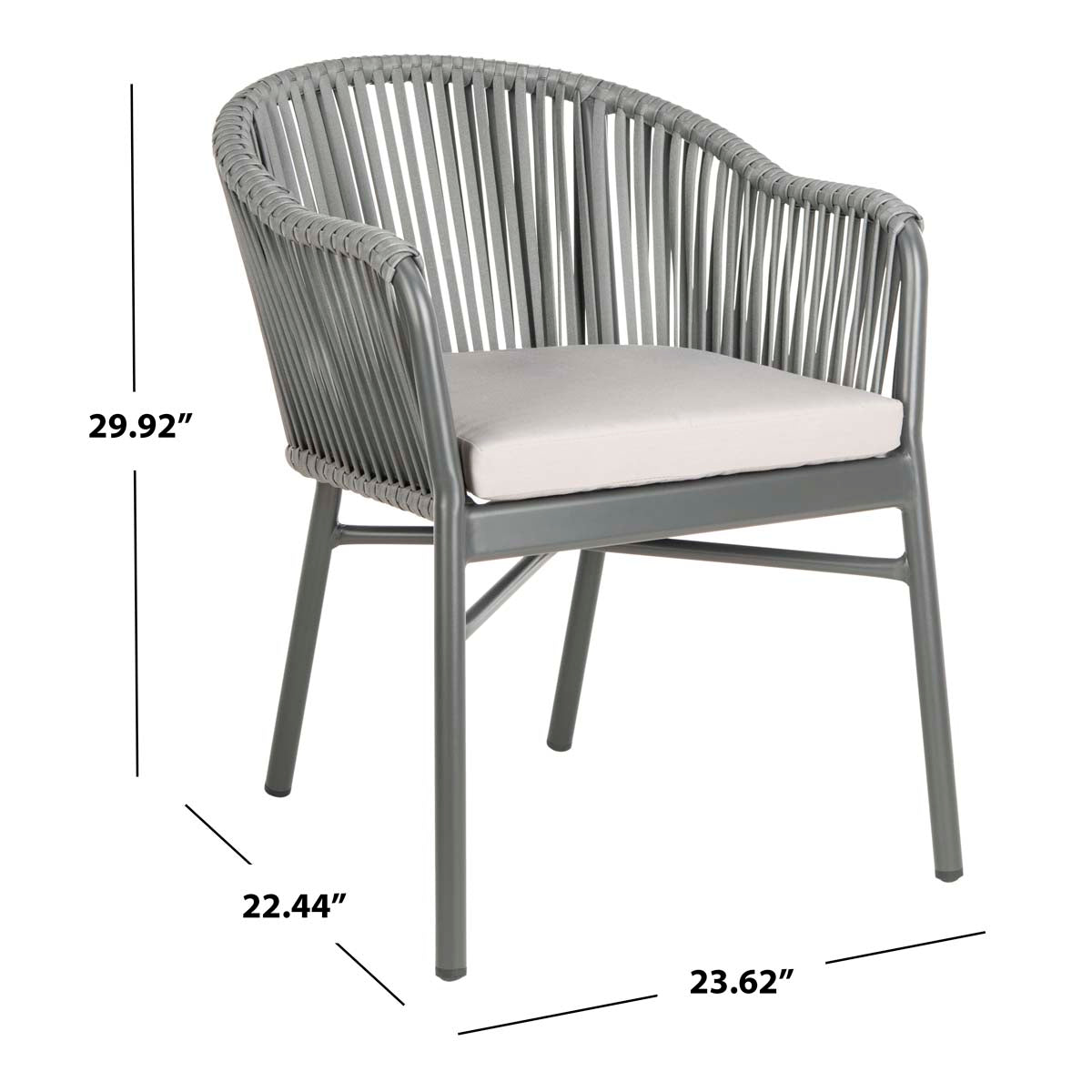 Safavieh Stefano Stackable Rope Chair , PAT4026 - Grey/Grey Cushion (Set of 2)