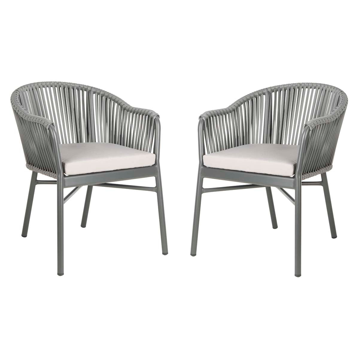 Safavieh Stefano Stackable Rope Chair , PAT4026 - Grey/Grey Cushion (Set of 2)