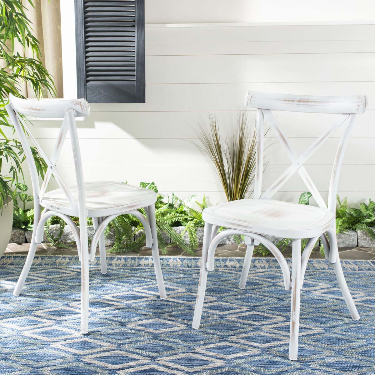 Safavieh Elia Stackable Chair , PAT4029 - Distressed White (Set of 2)