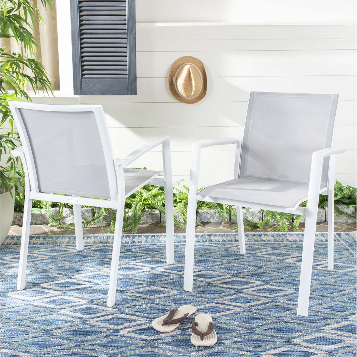 Safavieh Negan Stackable Chair , PAT4035 - Grey/White (Set of 2)