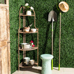 Safavieh Abarrane Wrought Iron 4 Tier Outdoor Corner Shelf , PAT5013 - Rusty Orange