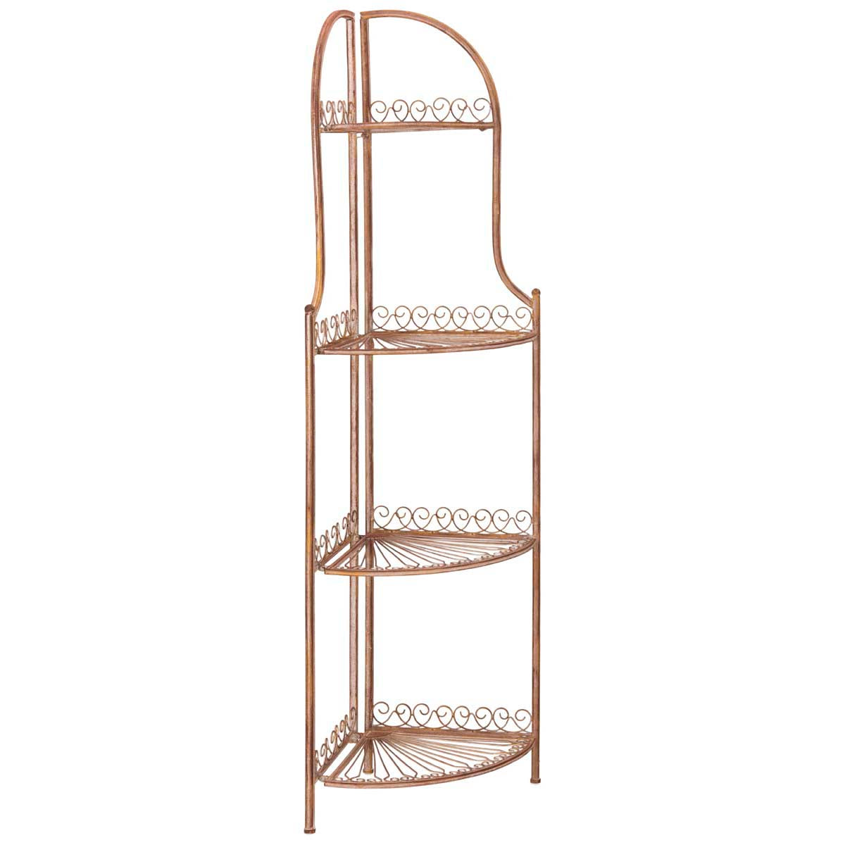 Safavieh Abarrane Wrought Iron 4 Tier Outdoor Corner Shelf , PAT5013 - Rusty Orange