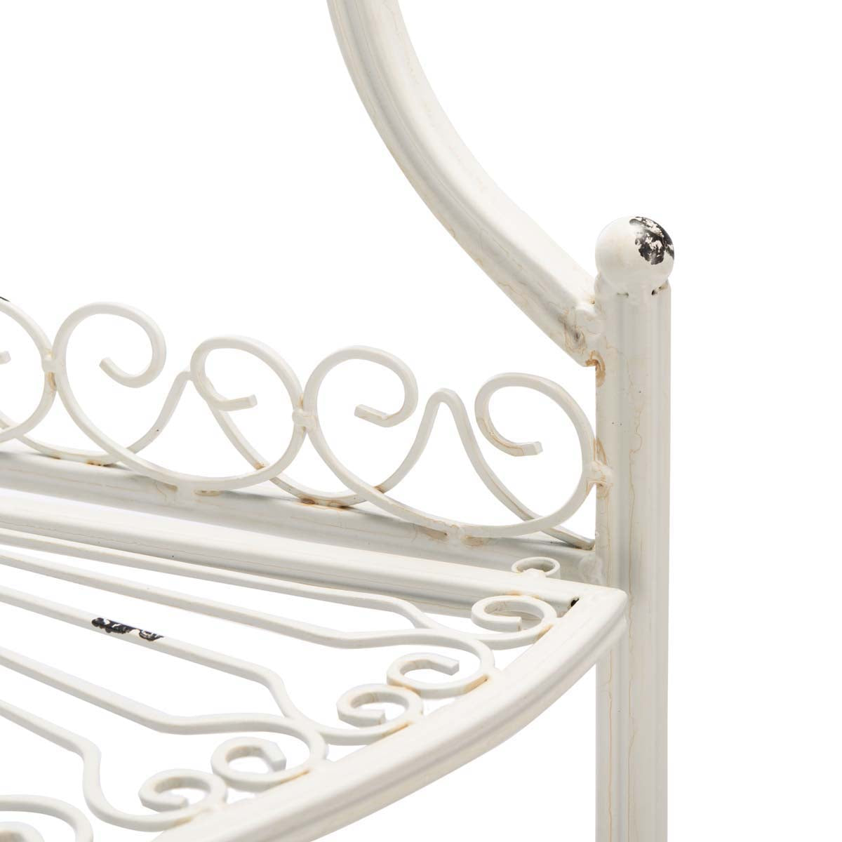 Safavieh Abarrane Wrought Iron 4 Tier Outdoor Corner Shelf , PAT5013 - Antique White