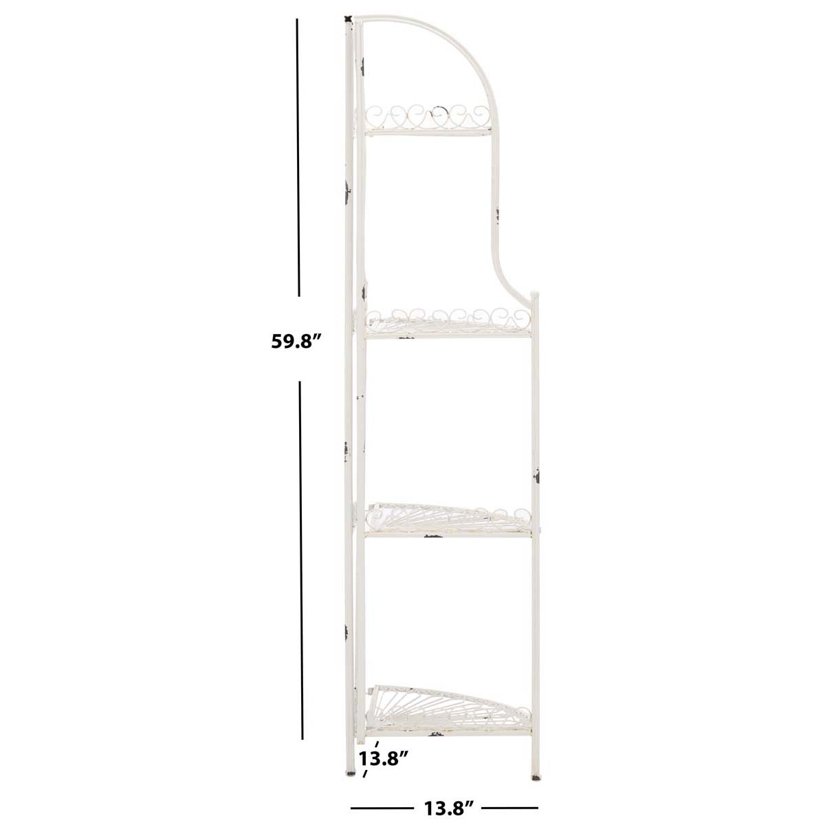 Safavieh Abarrane Wrought Iron 4 Tier Outdoor Corner Shelf , PAT5013 - Antique White