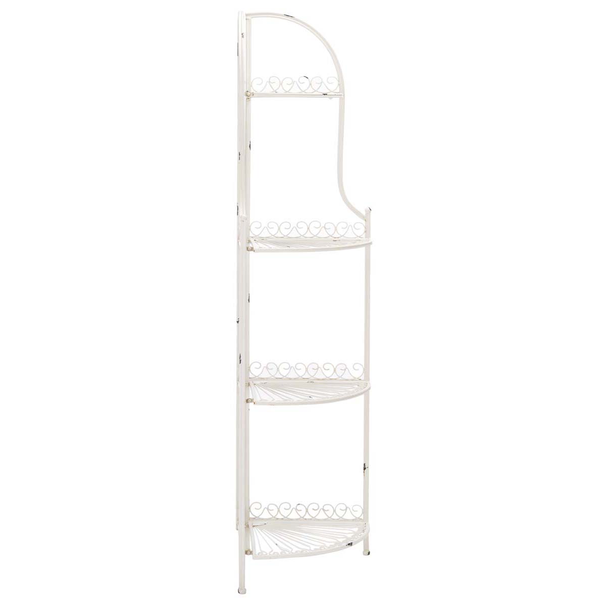 Safavieh Abarrane Wrought Iron 4 Tier Outdoor Corner Shelf , PAT5013 - Antique White