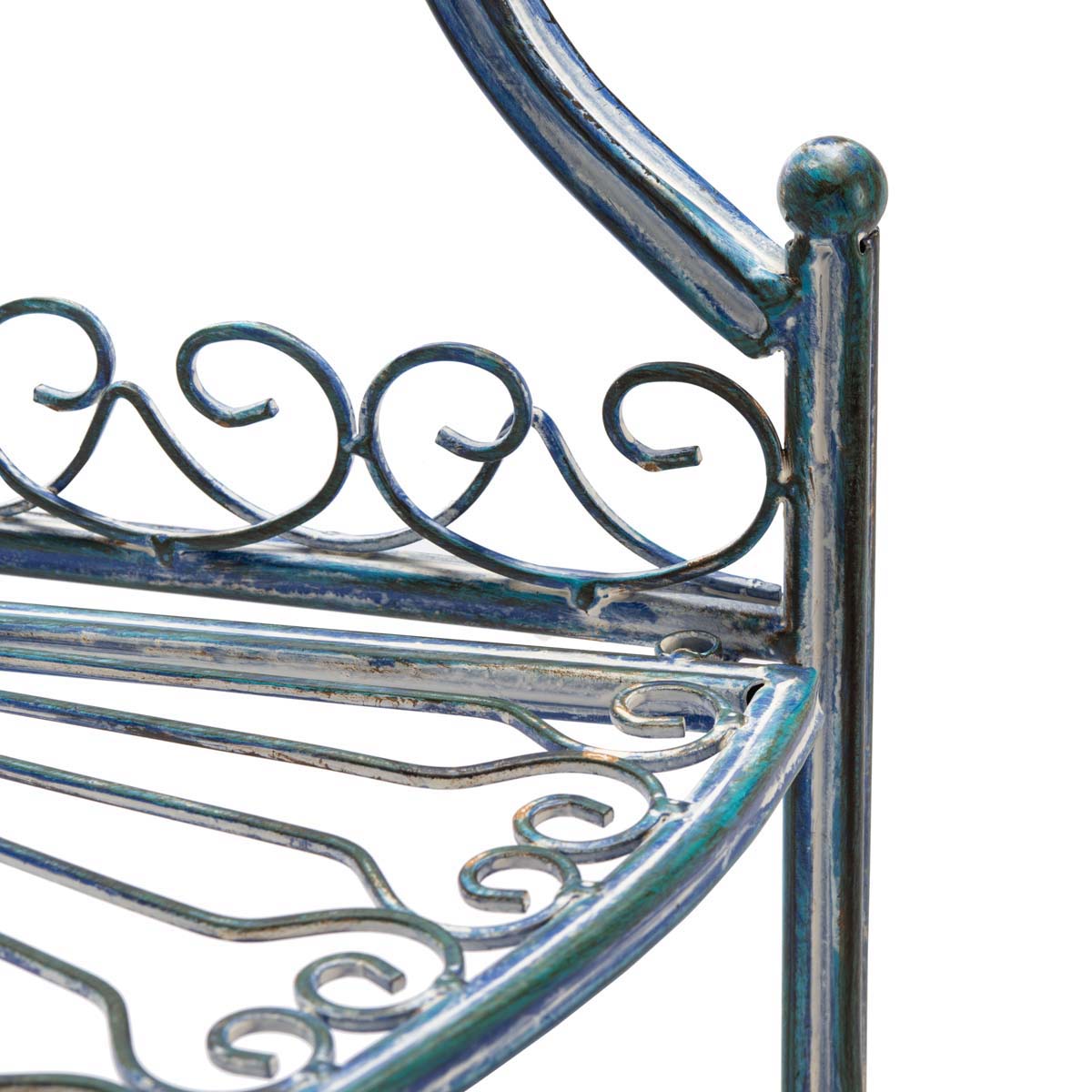 Safavieh Abarrane Wrought Iron 4 Tier Outdoor Corner Shelf , PAT5013 - Mossy Blue