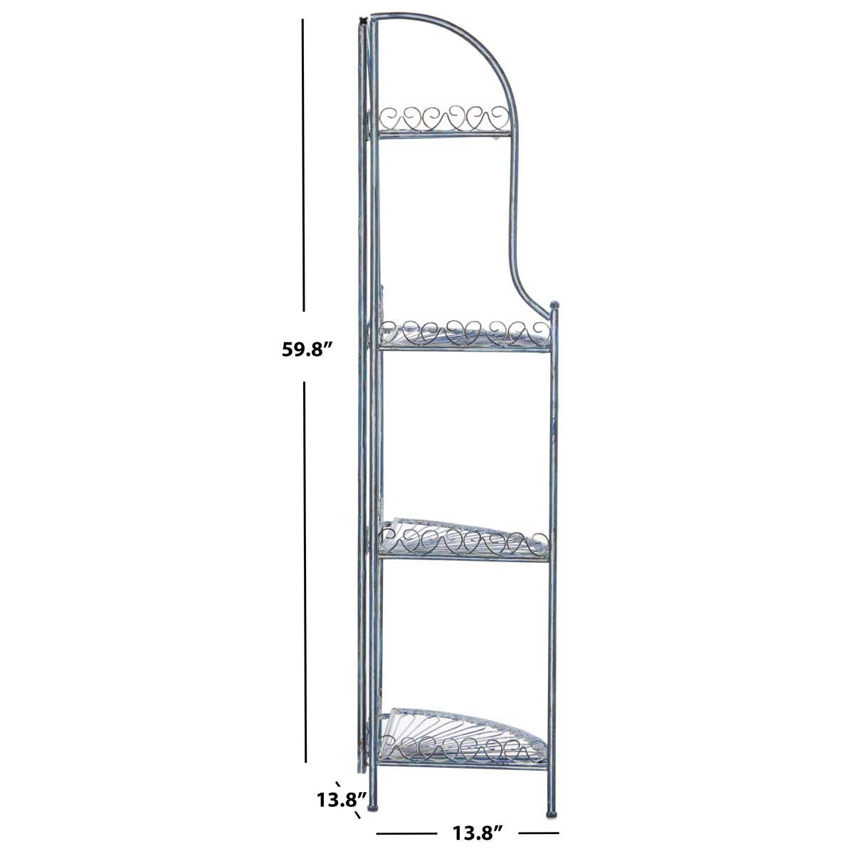 Safavieh Abarrane Wrought Iron 4 Tier Outdoor Corner Shelf , PAT5013 - Mossy Blue