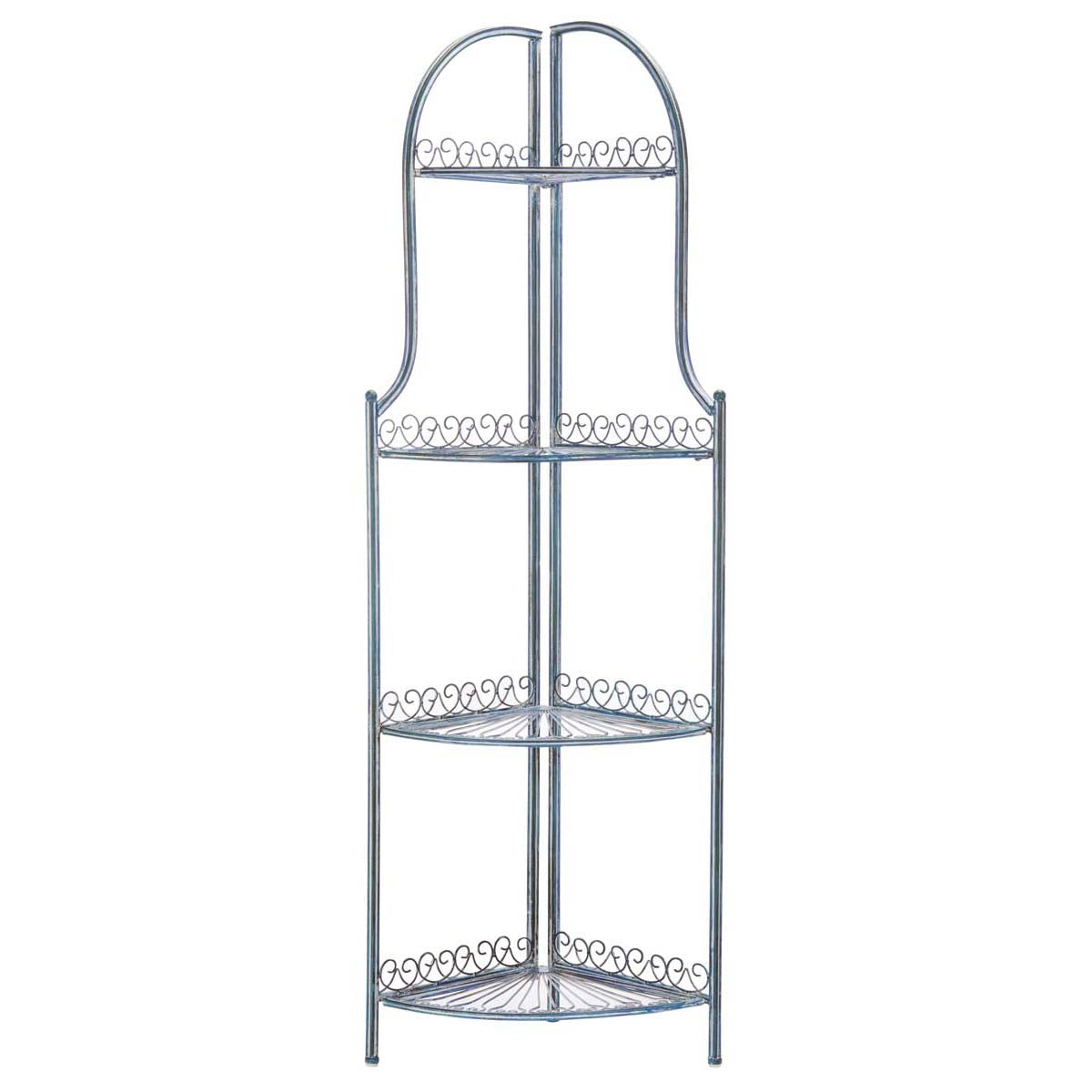 Safavieh Abarrane Wrought Iron 4 Tier Outdoor Corner Shelf , PAT5013 - Mossy Blue