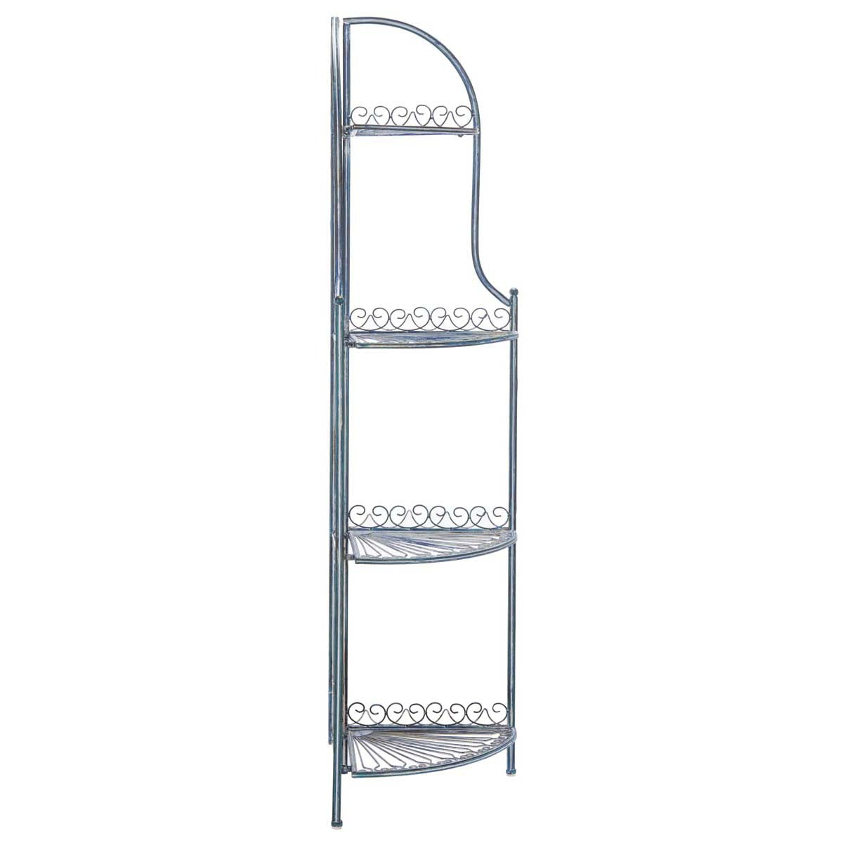 Safavieh Abarrane Wrought Iron 4 Tier Outdoor Corner Shelf , PAT5013 - Mossy Blue