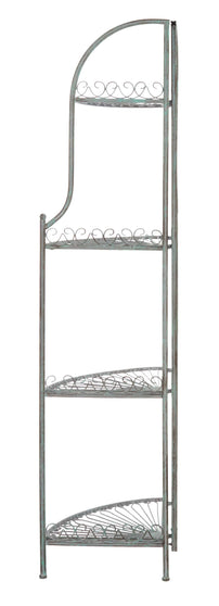 Safavieh Abarrane Wrought Iron 4 Tier Outdoor Corner Shelf , PAT5013 - Antique Green