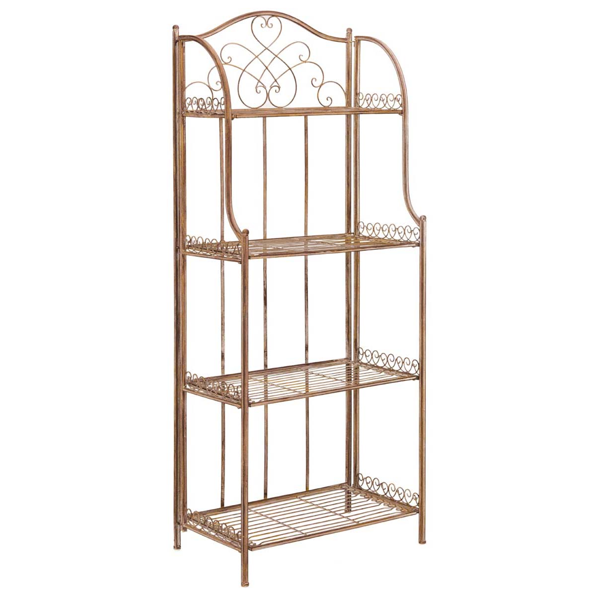 Safavieh Amaris Wrought Iron 4 Tier Outdoor Bakers Rack , PAT5014 - Rusty Orange