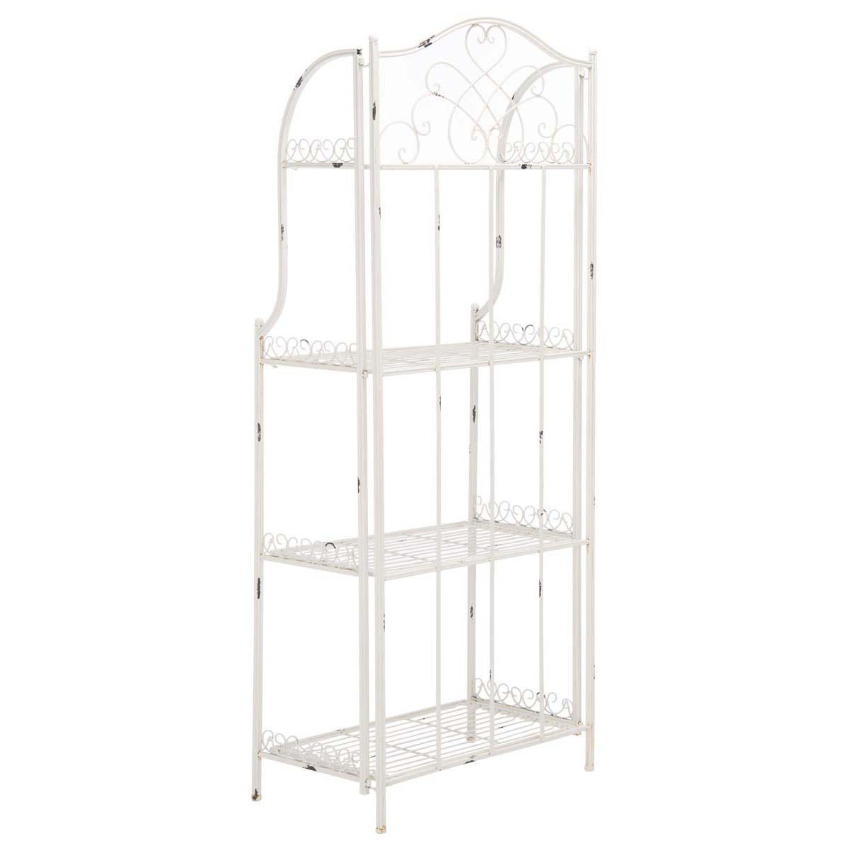 Safavieh Amaris Wrought Iron 4 Tier Outdoor Bakers Rack , PAT5014 - Antique White