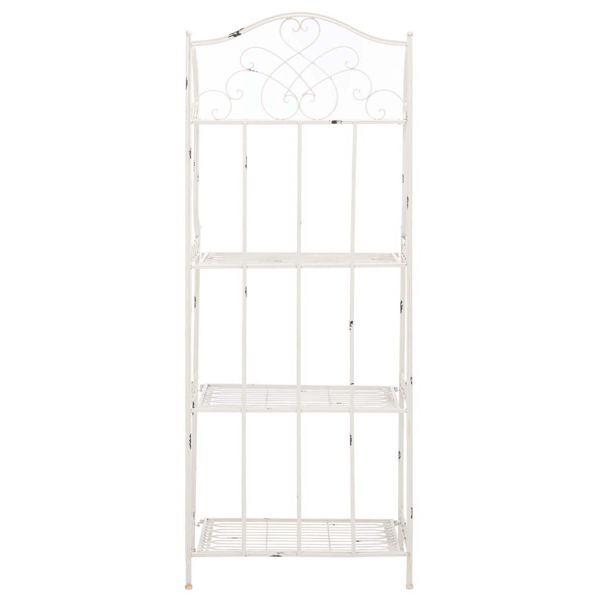 Safavieh Amaris Wrought Iron 4 Tier Outdoor Bakers Rack , PAT5014 - Antique White