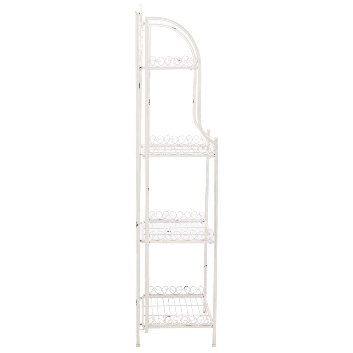 Safavieh Amaris Wrought Iron 4 Tier Outdoor Bakers Rack , PAT5014 - Antique White