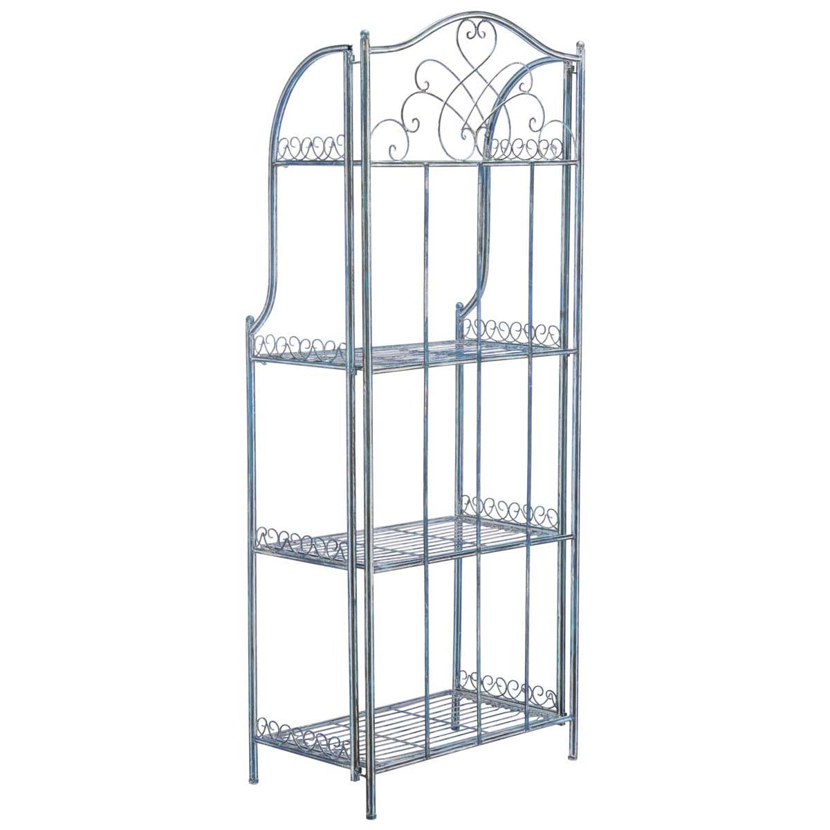 Safavieh Amaris Wrought Iron 4 Tier Outdoor Bakers Rack , PAT5014 - Mossy Blue
