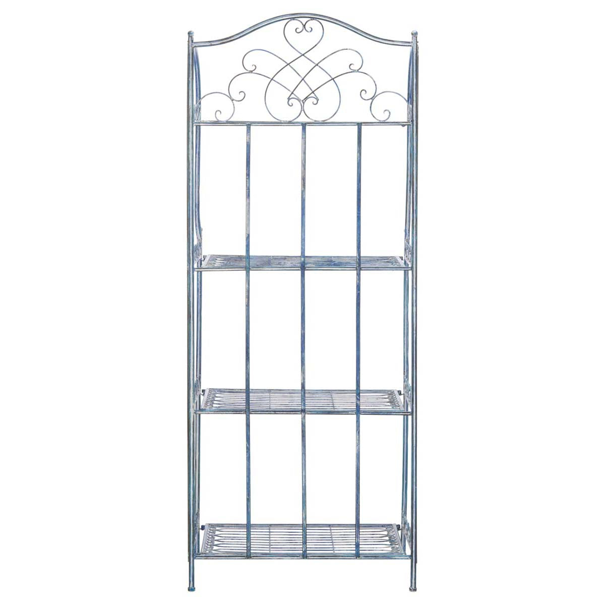 Safavieh Amaris Wrought Iron 4 Tier Outdoor Bakers Rack , PAT5014 - Mossy Blue