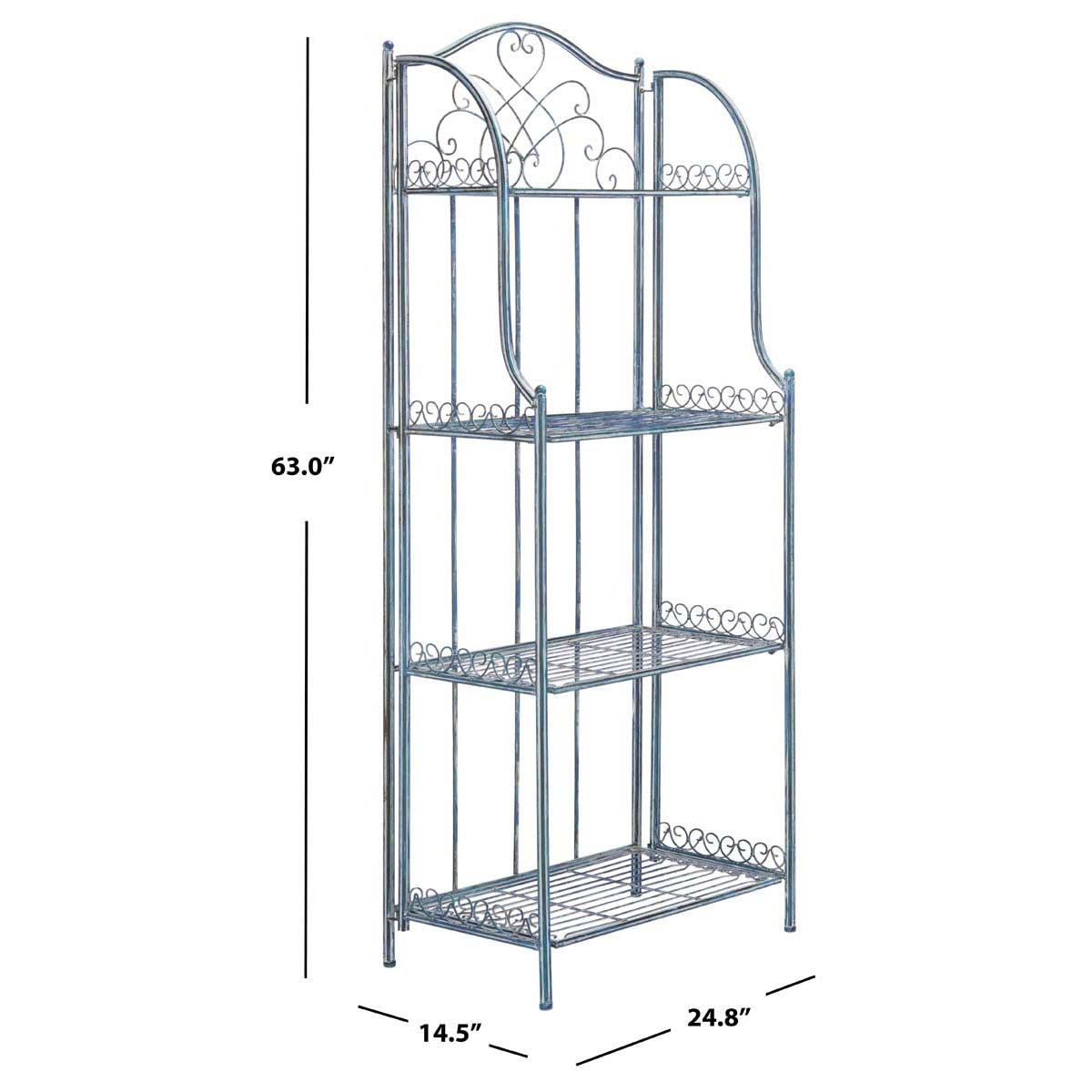 Safavieh Amaris Wrought Iron 4 Tier Outdoor Bakers Rack , PAT5014 - Mossy Blue