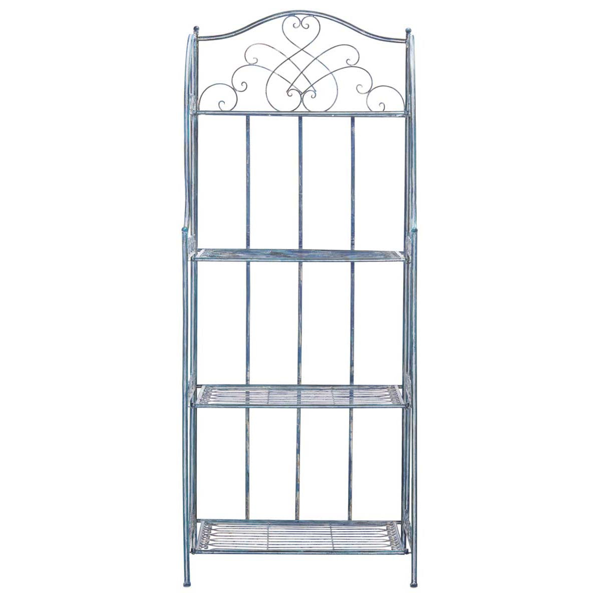Safavieh Amaris Wrought Iron 4 Tier Outdoor Bakers Rack , PAT5014 - Mossy Blue