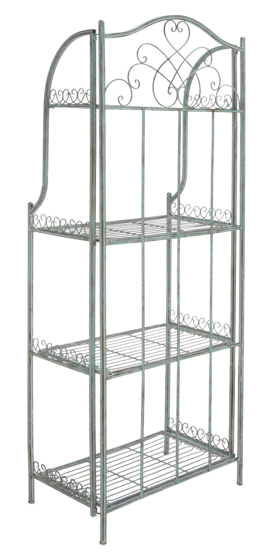 Safavieh Amaris Wrought Iron 4 Tier Outdoor Bakers Rack , PAT5014 - Antique Green