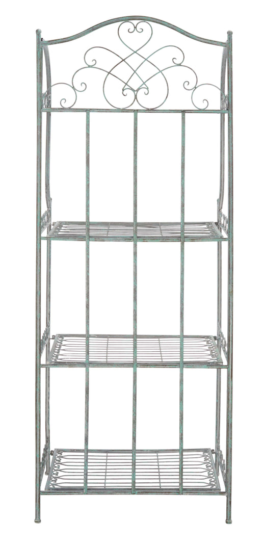 Safavieh Amaris Wrought Iron 4 Tier Outdoor Bakers Rack , PAT5014 - Antique Green