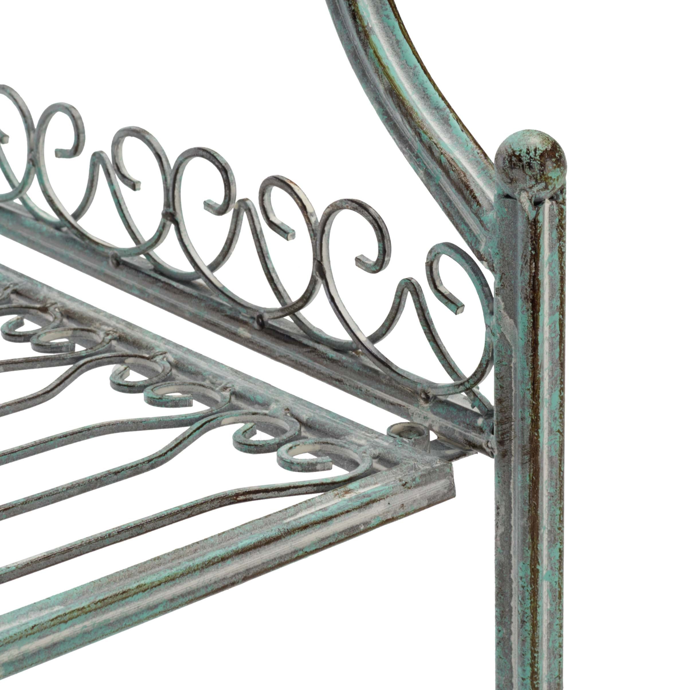 Safavieh Amaris Wrought Iron 4 Tier Outdoor Bakers Rack , PAT5014 - Antique Green