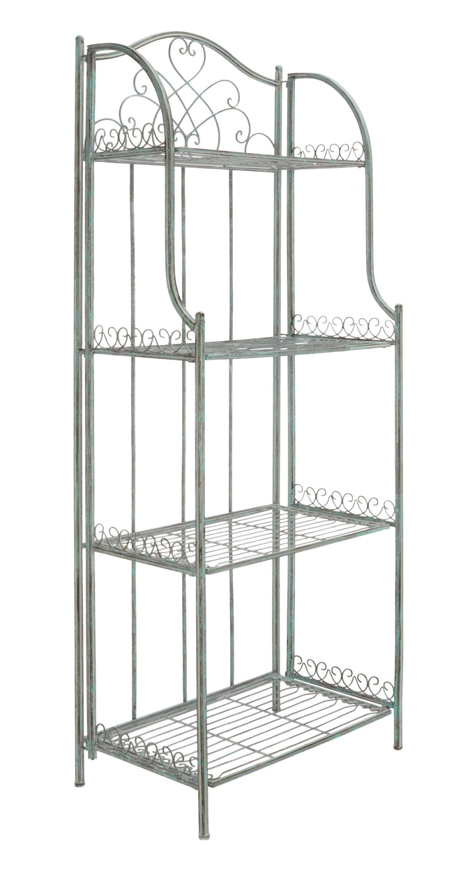 Safavieh Amaris Wrought Iron 4 Tier Outdoor Bakers Rack , PAT5014 - Antique Green