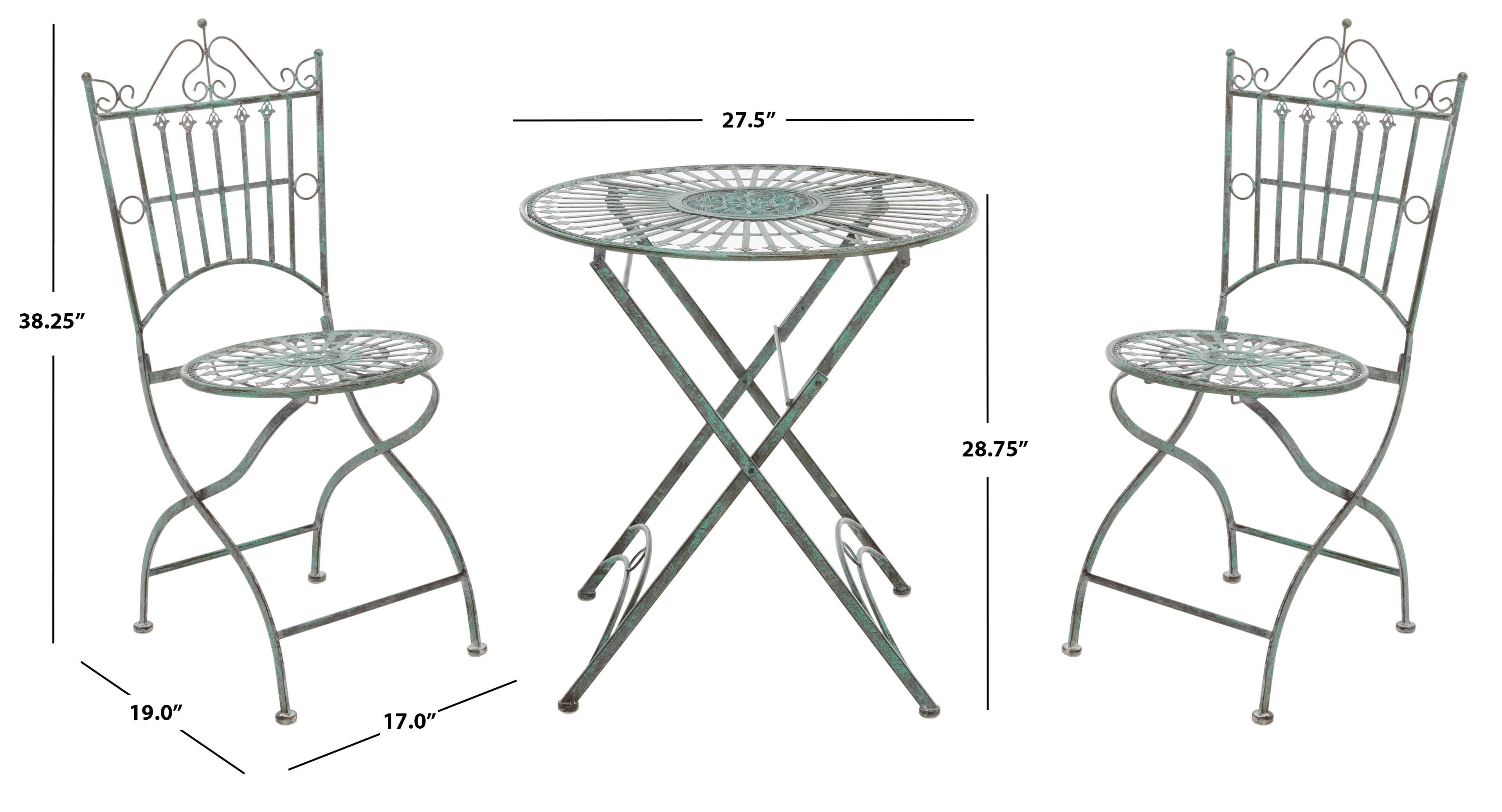 Safavieh Belen Bistro Set, One Table And Two Chairs , PAT5020 - Antique Green