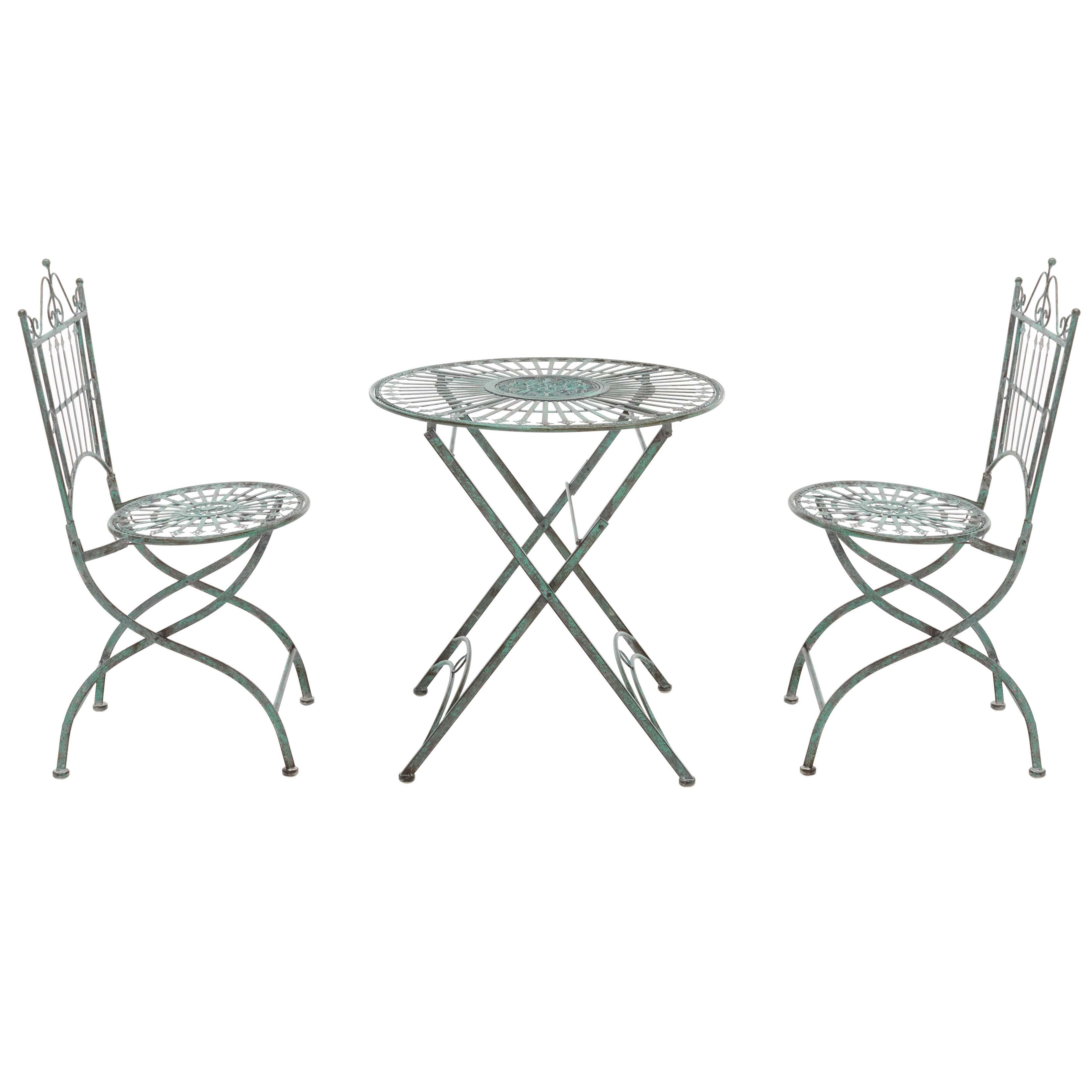 Safavieh Belen Bistro Set, One Table And Two Chairs , PAT5020 - Antique Green