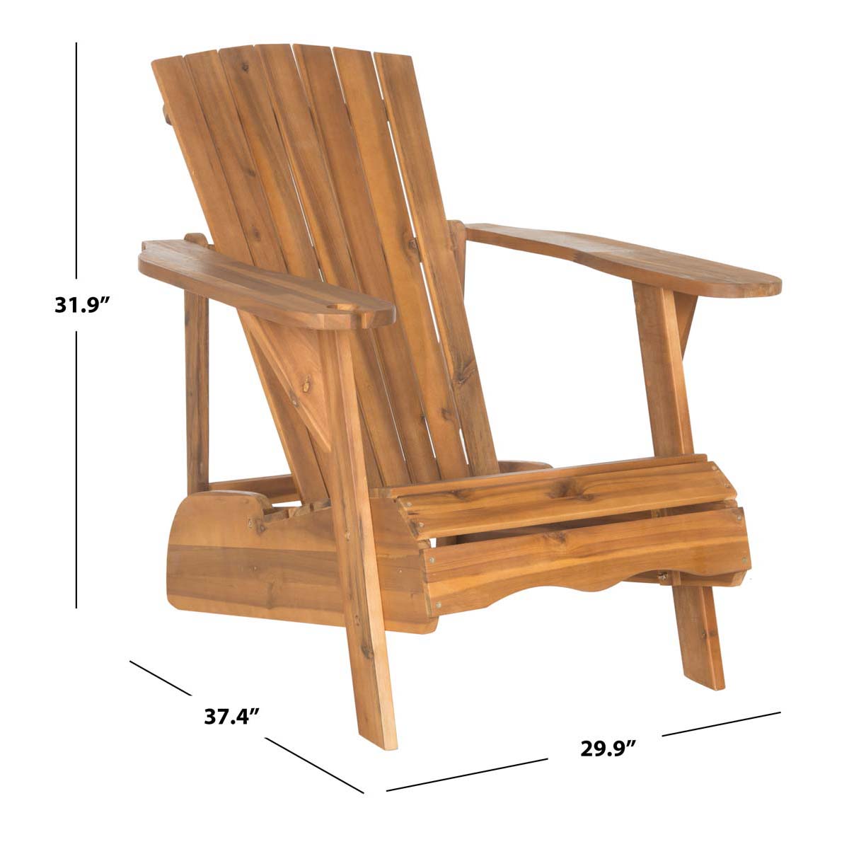Safavieh Vista Wine Glass Holder Adirondack Chair , PAT6727 - Natural