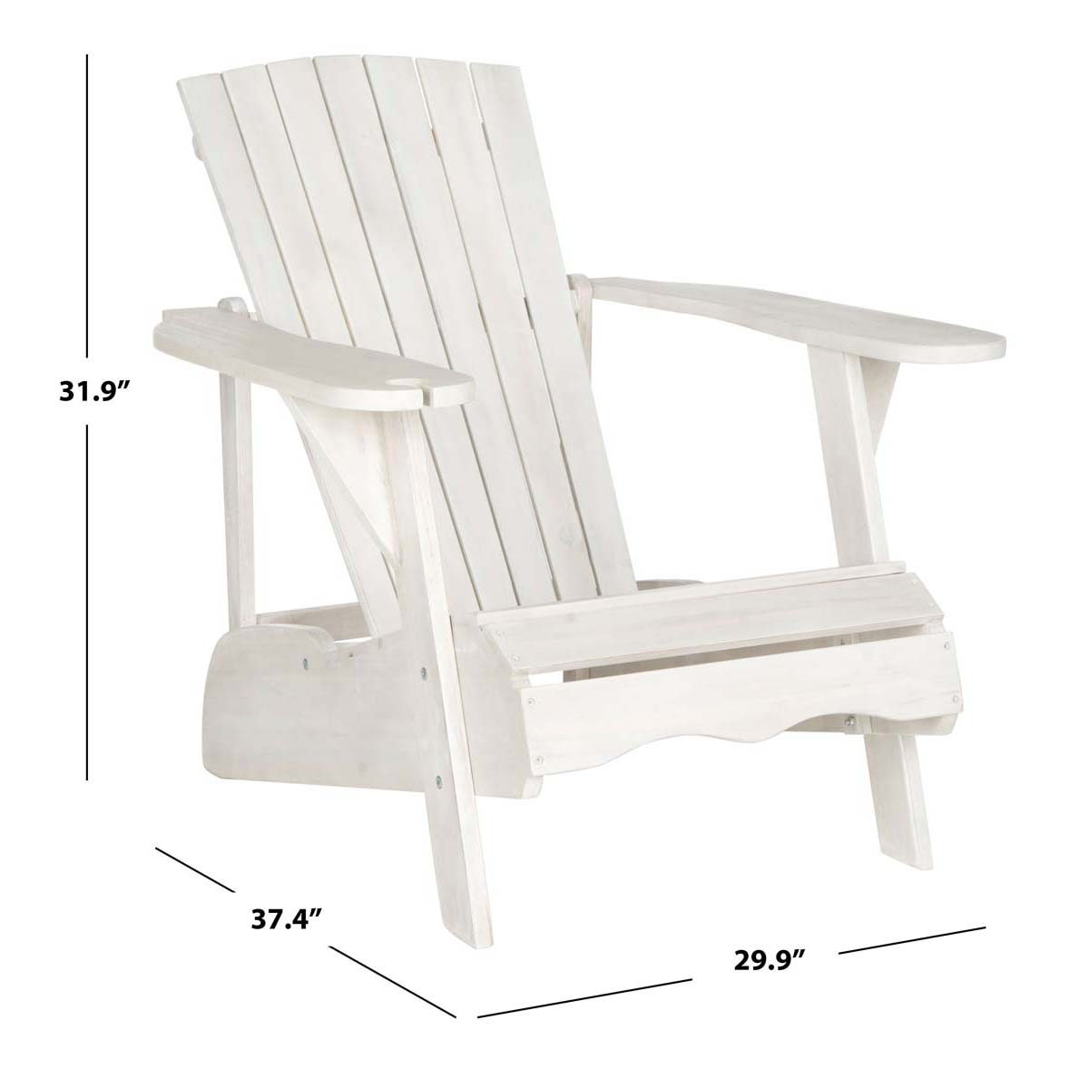 Safavieh Vista Wine Glass Holder Adirondack Chair , PAT6727 - Antique White