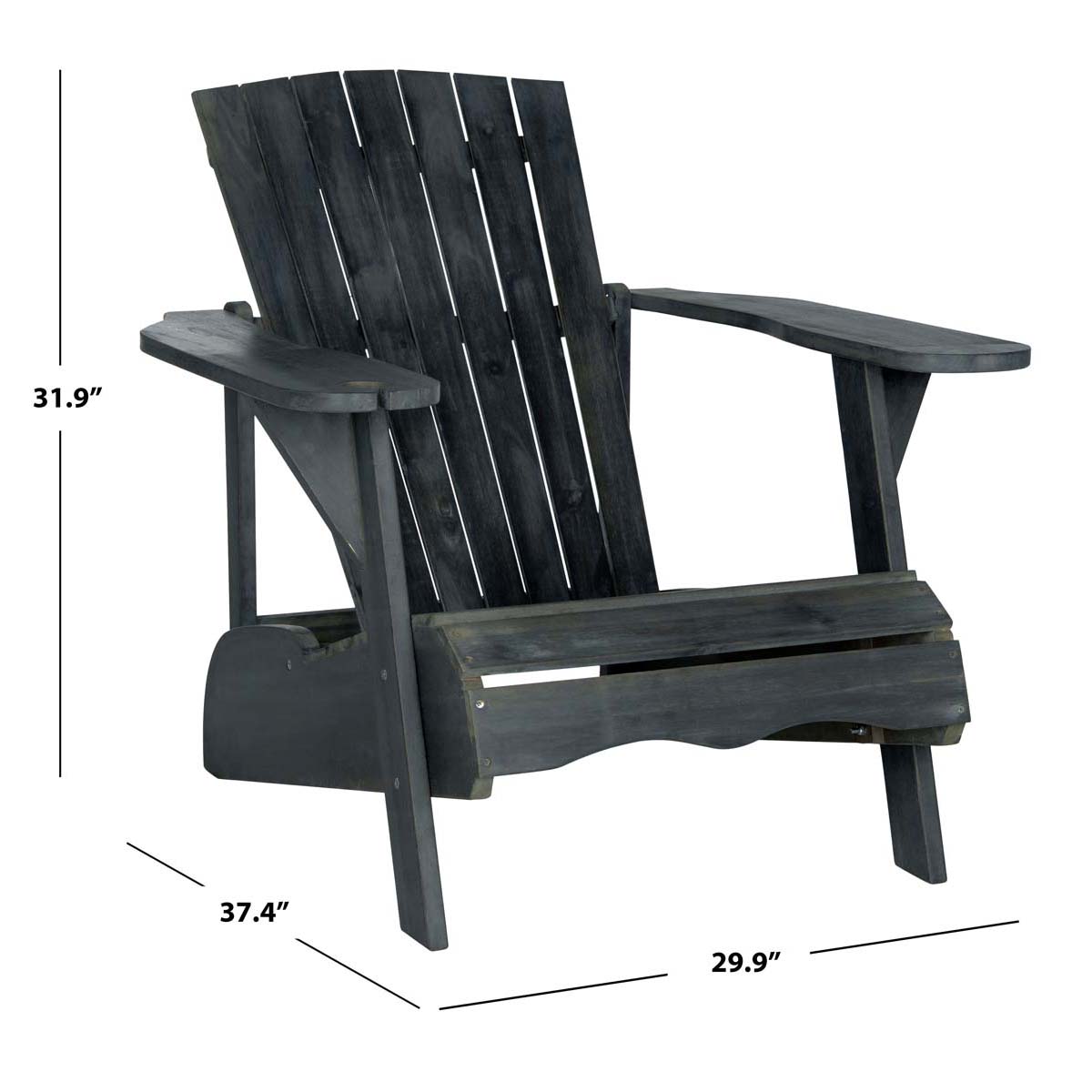 Safavieh Vista Wine Glass Holder Adirondack Chair , PAT6727 - Dark Slate Grey